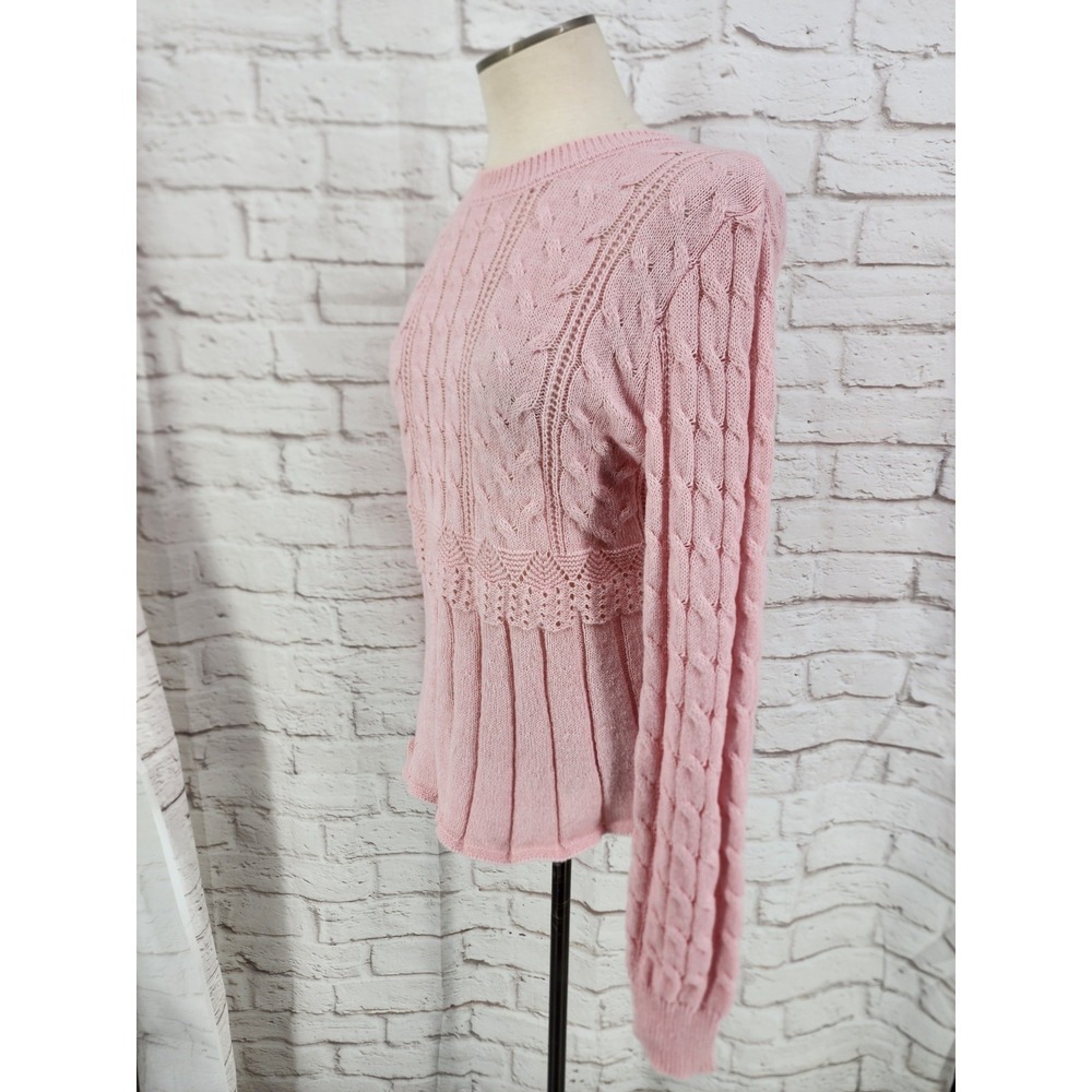 Coquette Pink Knit Sweater Women Large Kawaii Dainty Feminine Romantic Ballet - Picture 2 of 7